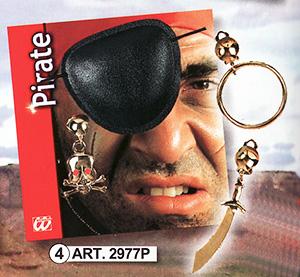 Pirātu komplekts.Apsējs uz acs + auskars. Pirātu komplekts