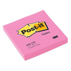 *Līmlapiņas 3M Post-it 76x76mm/100 lap.neona rozā