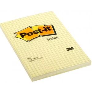 Līmlapiņas Rūtiņu 102x152mm/100lp. dzeltenas Post-it 3M