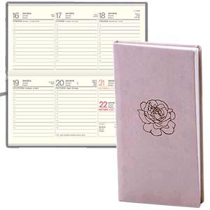 Kabatas kalendārs Lady Soft māksl.āda krēma rozā 2023g.BALTS