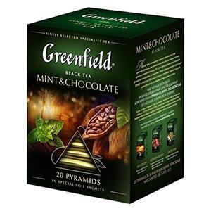 *GREENFIELD Mint&Chocolate melnā tēja piramīdās 20x1.8g