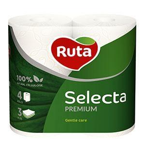 Tualetes papīrs RUTA Selecta Premium 4 ruļļi,  3 slāņi,  balts