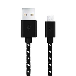 Kabelis USB 2.0/Micro 1.0 m ar auduma apdari melns,  Esperanz