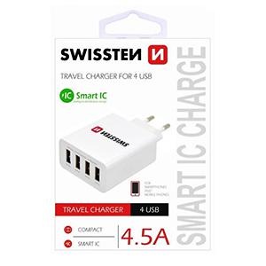 Tīkla lādētājs USB 4 x 2.1A 25W balts Premium SWISSTEN