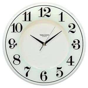 Sienas pulkstenis TROYKA,  stikla diametrs 35cm,  baltā krāsa
