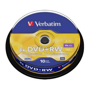DVD+RW 120min/4.7Gb/4x (cake)10 Verbatim