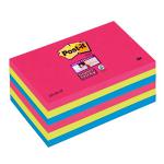 Стикеры 3M Post-it Super Sticky 76x127mm/90 листов BORA BORA, неоновые цвета, 6 штук