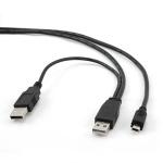 Kabelis Dual USB 2.0 AM/Mini 5PM 1.8m.Cablexpert